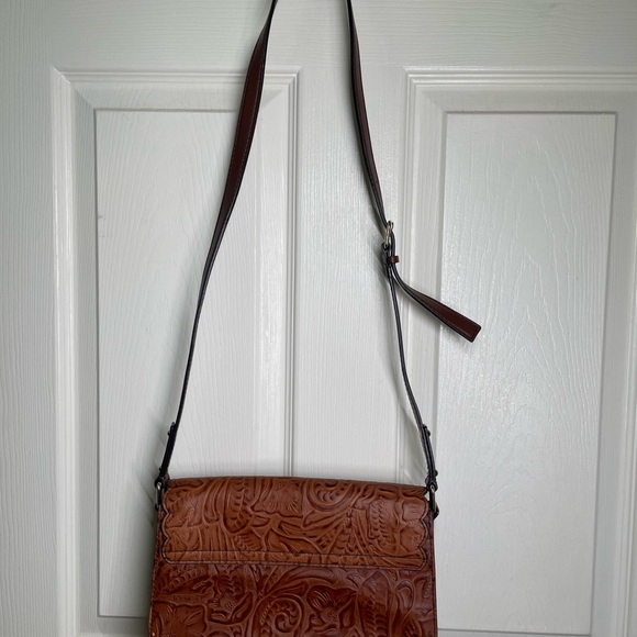 { Kate Spade Mini Messenger } Embossed Brown Santa Rosalia Scout Leather Bag - Picture 5 of 12